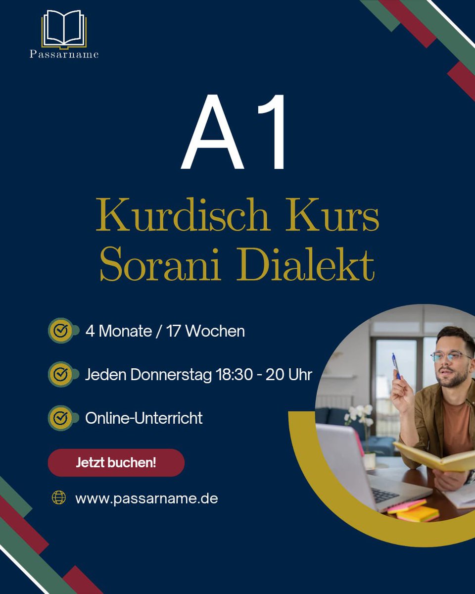 ScharoBajalan's tweet photo. @Passarname offers 4 Kurdish language courses in cooperation with 2 Kurdish linguists. 

The courses are in German - teaching the Kurmanji and Sorani dialect with the language levels A1, A2 and B2 

Courses will be online, every Thursday over the course of 17 weeks. 
The courses are limited to 20 students for the most effective learning experience.