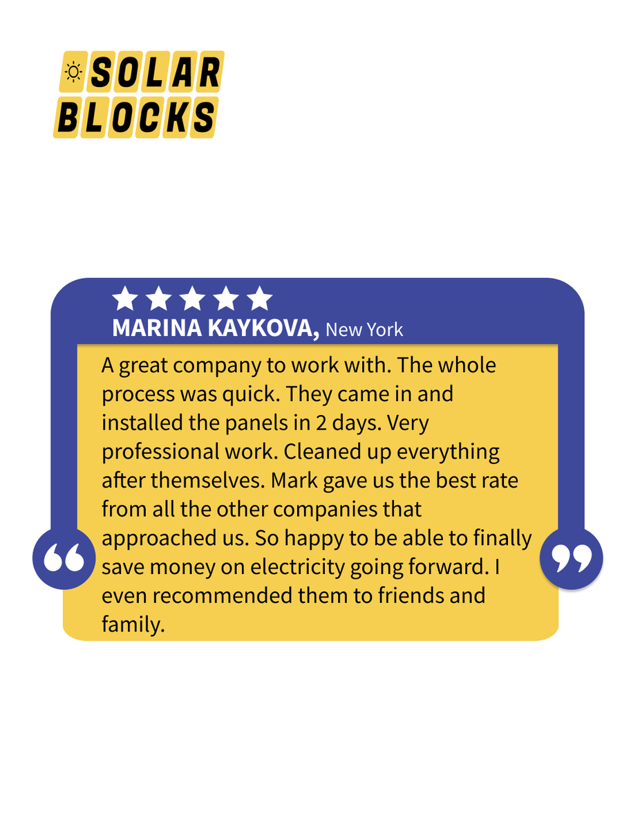 solarblocks's tweet photo. Another satisfied customer added to the Solarblocks family!

Thank you for trusting Solarblocks with your solar journey.
#Solarblocks #5StarReview #HappyClients #solar #solarinstallers #solarinstallation #solarpanels #CustomerReview #CustomerSatisfaction #newyork #newyorkcity #us https://t.co/2bFnNUM8dq