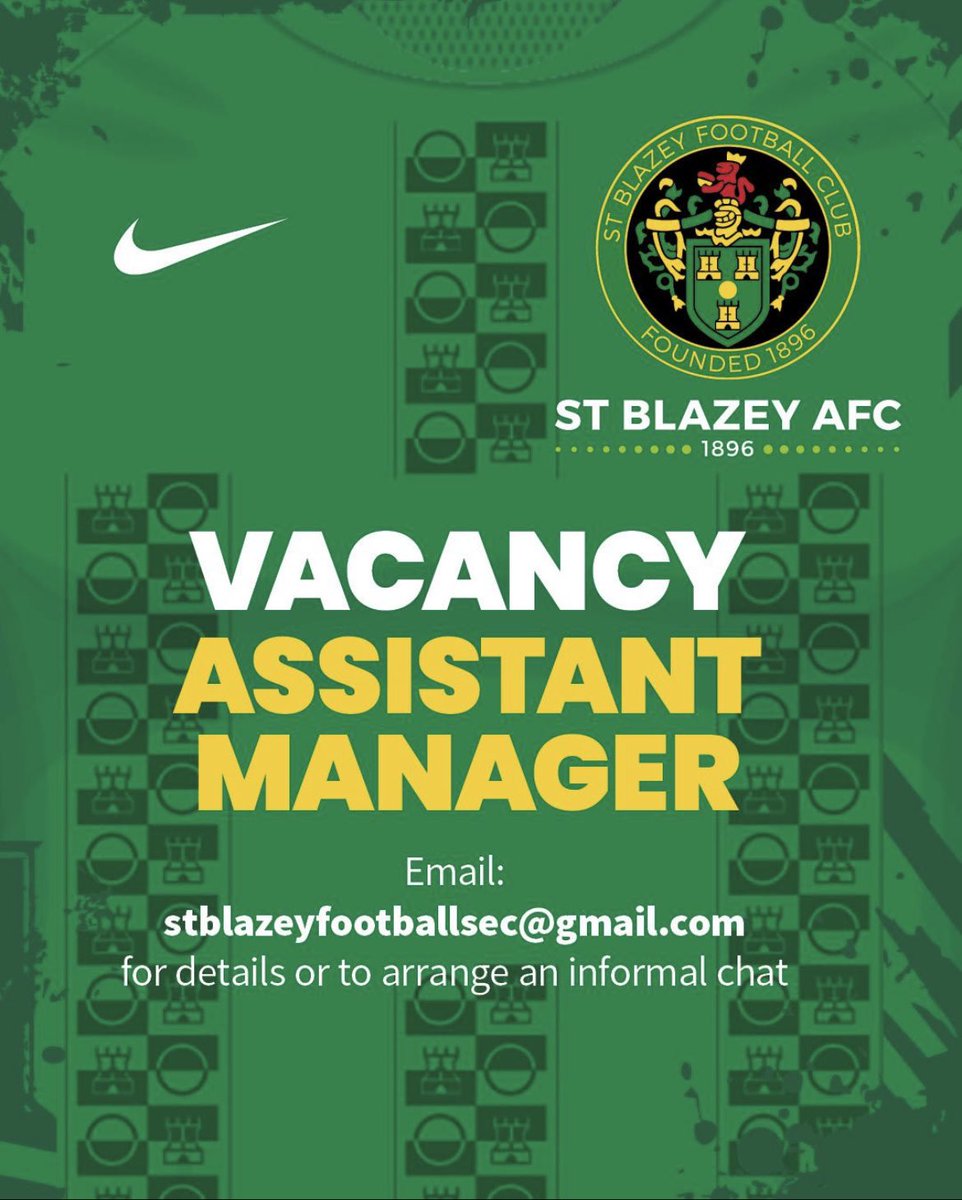 We have a great opportunity to join the club as the 1st XI Assistant Manager.

If you would like to work with a talented squad, with a mixture of Youth &amp; Experience; please make contact with the Secretary as directed below.