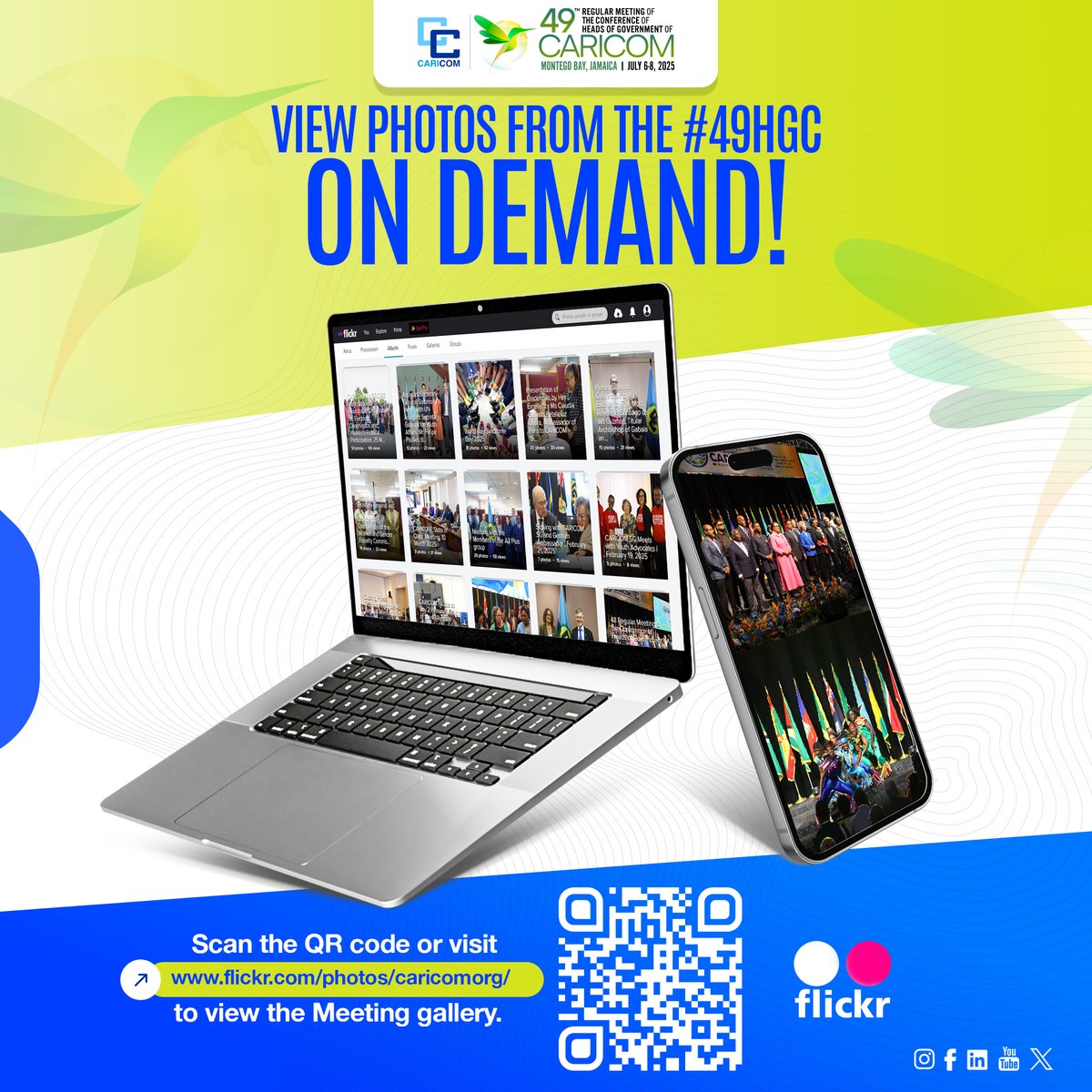 CARICOMorg's tweet photo. 📸 #49HGC Moments On Demand!
Relive the highlights of the 49th CARICOM Heads of Government Meeting 🇯🇲
Browse and download official photos from the Opening Ceremony, high-level engagements, and more.
🔗 Scan the QR code or visit 👉 https://t.co/3K76H63teI
#CARICOM #49HGC https://t.co/dKhwOhPqDA