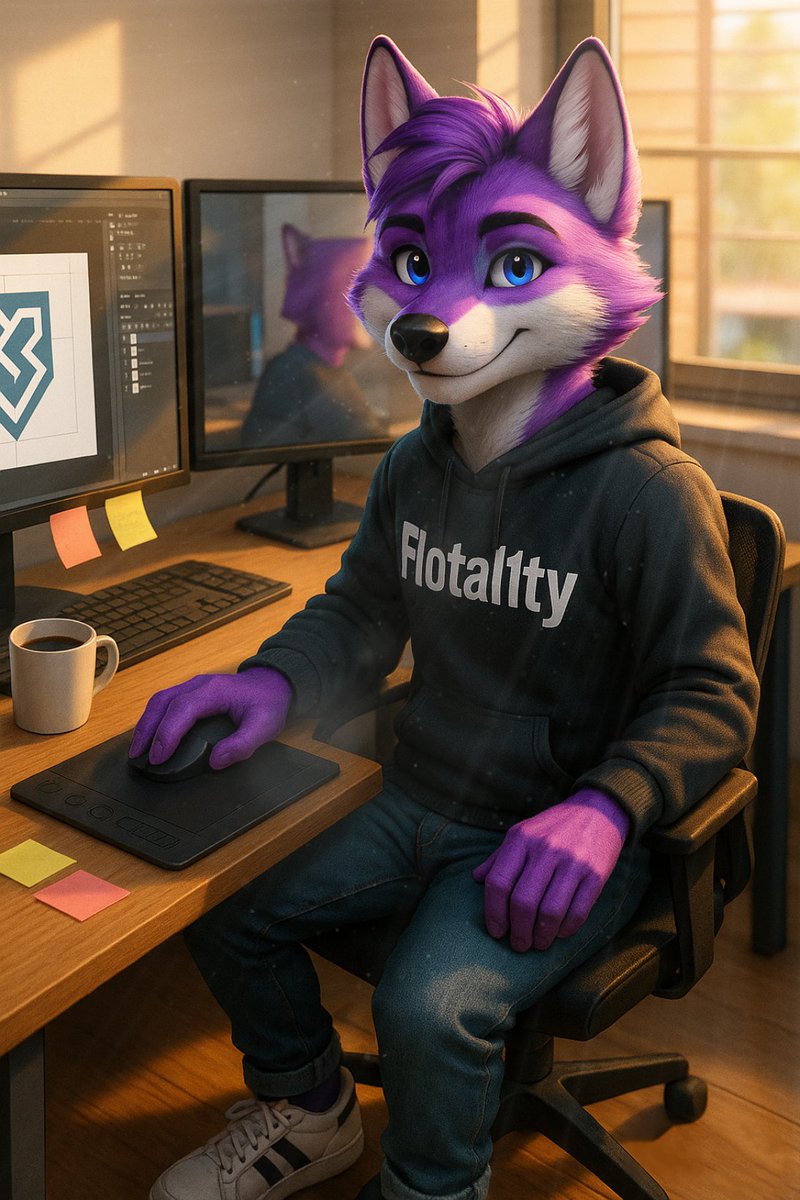 Flotal1ty's tweet image. Monday light through window’s gleam,
Coyote’s lost in a creative dream. 💻✨
Fresh ideas, a coffee sip,
Let’s start this week with style and grip! 💜☀️

#MondayMood #CreativeStart #Flotal1ty #AIArtistCommunity