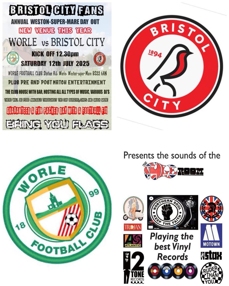 SeanTakle's tweet photo. Weston-Super-Mare Bristol City fans day out. City fans and legends V Worle Fc Saturday 12th July kick off 12.30pm lots of before and after club house entertainment https://t.co/v8NH2XmA88