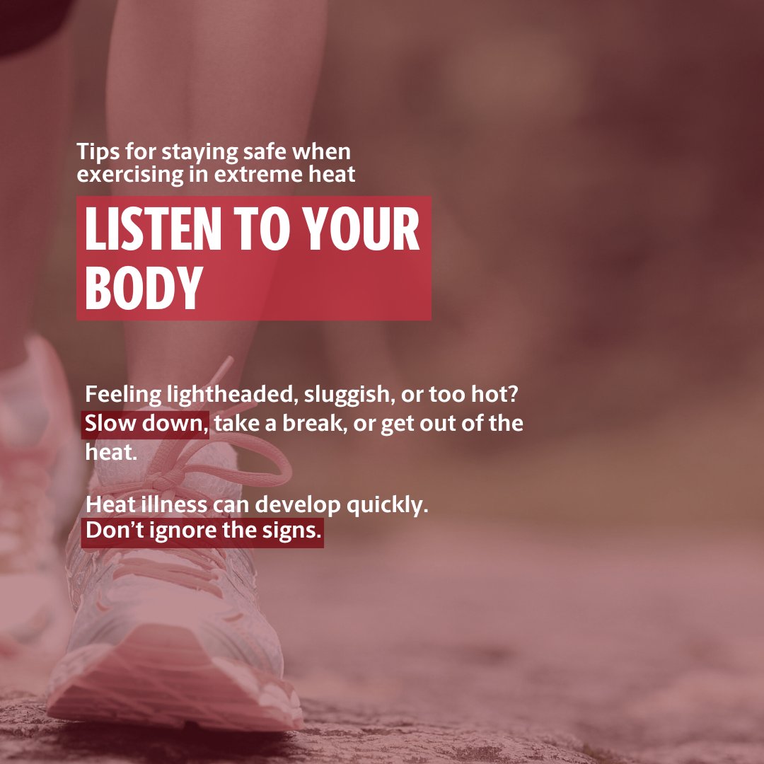 UofSCHealth's tweet image. Heat Safety Tip 3/6: Listen to your body👂
Expert advice from @SusanWYeargin, associate professor at @USCArnoldSchool.
Via @ConversationUS
#HeatSafety #USCHealthSciences #KnowTheSigns