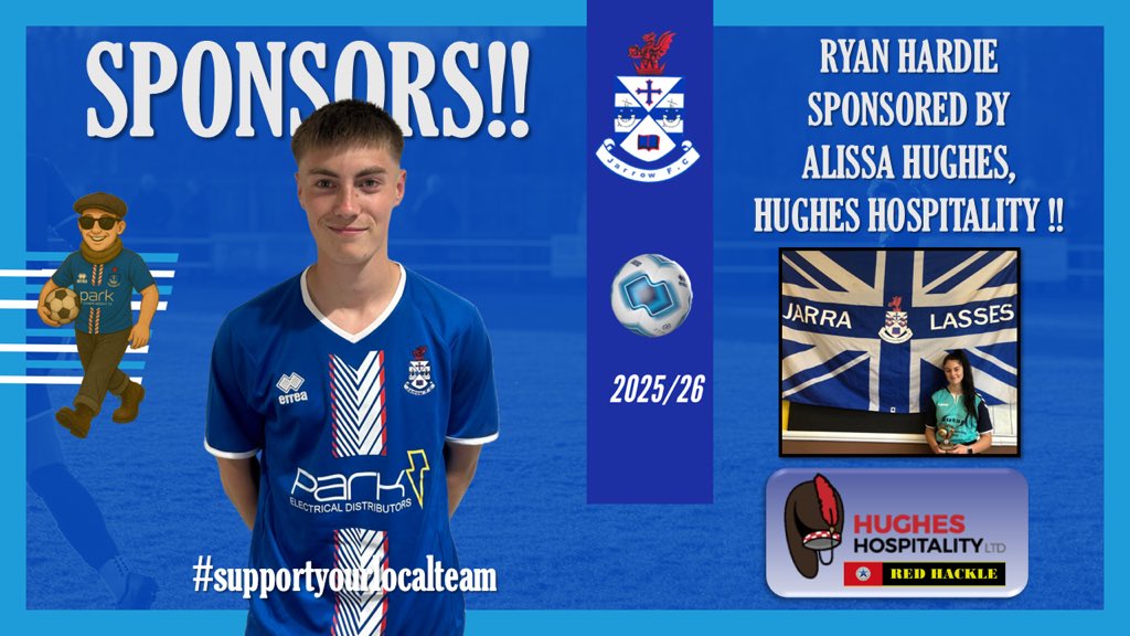 PLAYER SPONSOR! ⚽️

🗣️ “We’d like to thank Alissa Hughes of Hughes Hospitality for their continued sponsorship of Ryan Hardie.”

Alissa and everyone at Hughes Hospitality <a href="/RedHackleJarrow/">Red Hackle</a> would like to wish Ryan and the team the best of luck!! 

#supportyourlocalteam

⚽️🔵⚪️⚽️