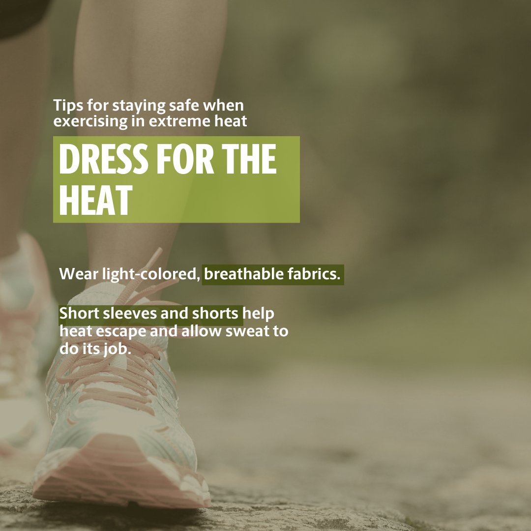 UofSCHealth's tweet image. Heat Safety Tip 4/6: Dress for the heat👕
Expert advice from @SusanWYeargin, associate professor at @USCArnoldSchool.
Via @ConversationUS
#HeatIllnessPrevention #USCHealthSciences