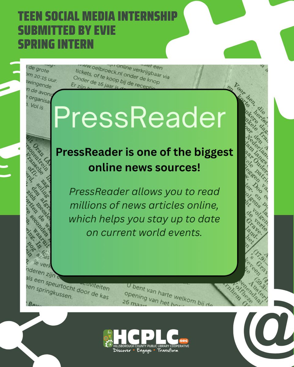 Access a global, digital newsstand and read thousands of the world's most popular newspapers and magazines with PressReader.

Check out this post from Evie, one of our Social Media Interns, highlighting this valuable resource.

Get started at HCPLC.org/Magazines.