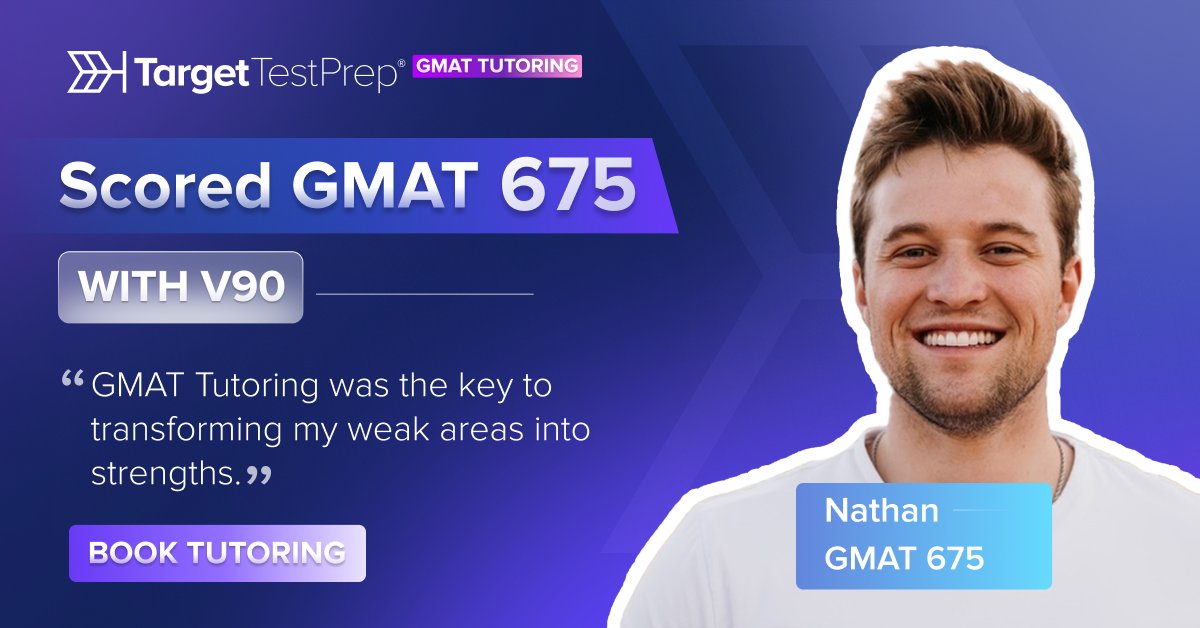 TargetTestPrep's tweet image. Every #GMAT student learns differently. Nathan scored 675 with a perfect V90 after working 1-on-1 with Jeff, and got into #Wharton! 🎯 See what personalized tutoring can do for you. Book a free consultation today: ow.ly/WhTl50Wfr8U #LiveClasses #GMATPrep #GMATTutoring #TTP