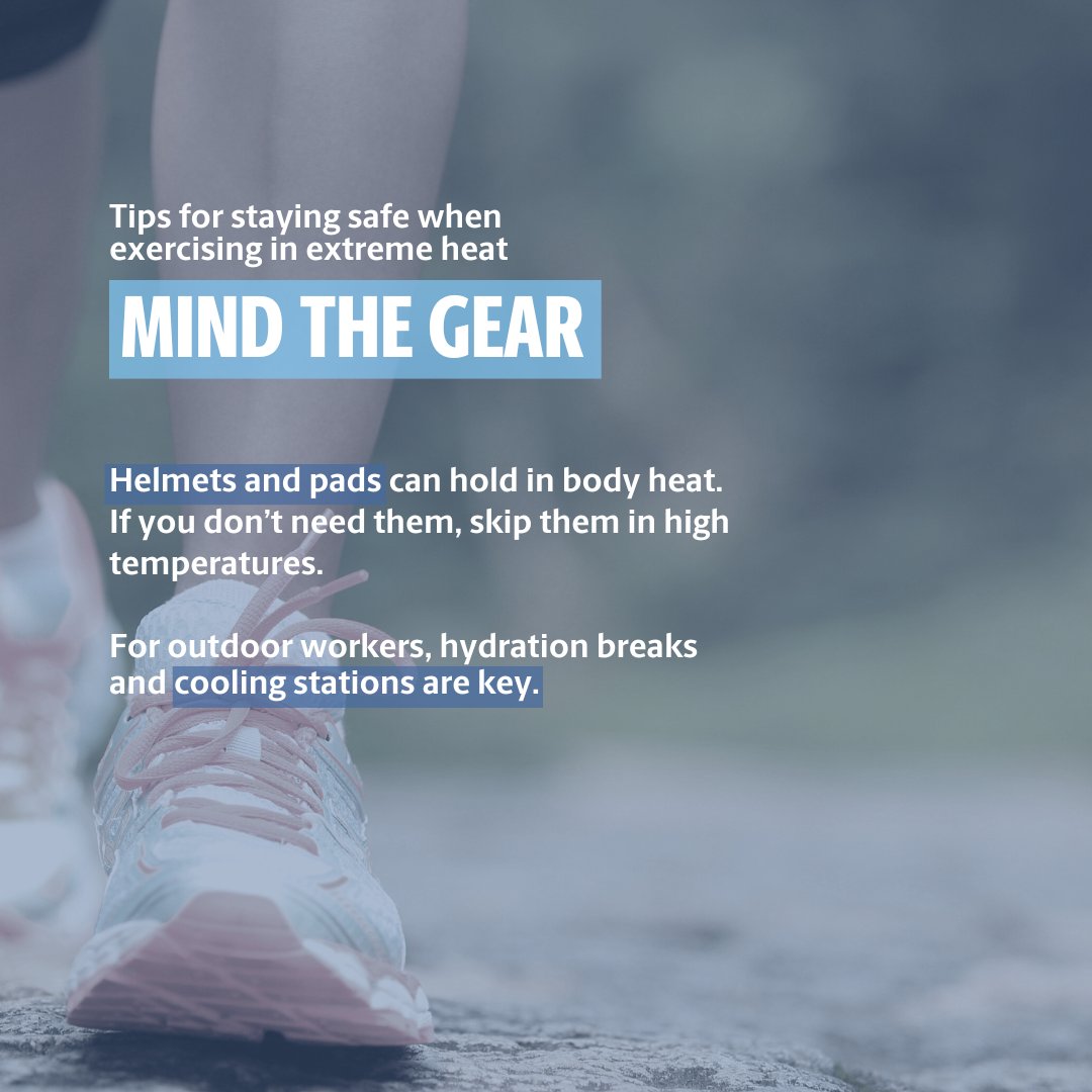 UofSCHealth's tweet image. Heat Safety Tip 5/6: Mind the gear🪖
Expert advice from @SusanWYeargin, associate professor at @USCArnoldSchool.
Via @ConversationUS
#AthleteHealth #WorkplaceSafety #USCHealthSciences