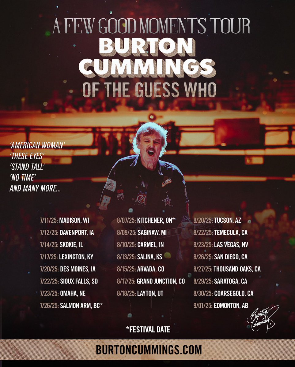 theguesswho's tweet image. Catch @burtoncummings and @RandysVinylTap each on their own headline tours with their bands. Both bringing decades of iconic music to the stage.
Check the tour dates and find the show near you.