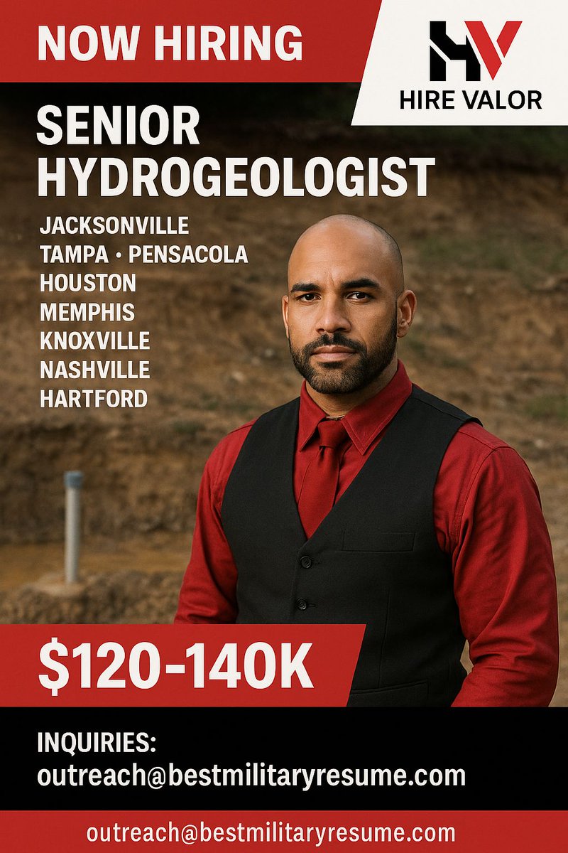 ResumeMilitary's tweet photo. 🚨 We're hiring a Lead Hydrogeologist! 🚨
Join projects from Florida aquifer tests to Tennessee remediation models. With 15+ years in hydrogeology, CERCLA/RCRA expertise, and team leadership, seize this opportunity.
outreach@bestmilitaryresume.com.

Know someone ideal? Tag them! https://t.co/EUCZpkJa8b