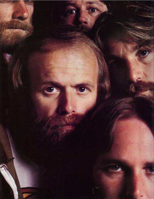 The Beach Boys squeezing in a photo booth during the 1976 Brian Is Back campaign.