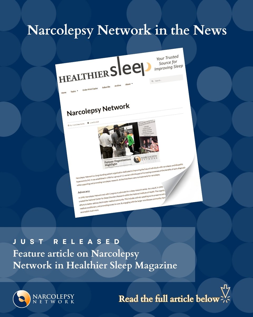 We’re featured in the latest issue of Healthier Sleep Magazine!
This article highlights the lived experiences of people with #Narcolepsy and #IH — and the strength of our community.
📖 Read it here: narcolepsynetwork.org
##SleepDisorders #MediaSpotlight #NarcolepsyNetwork