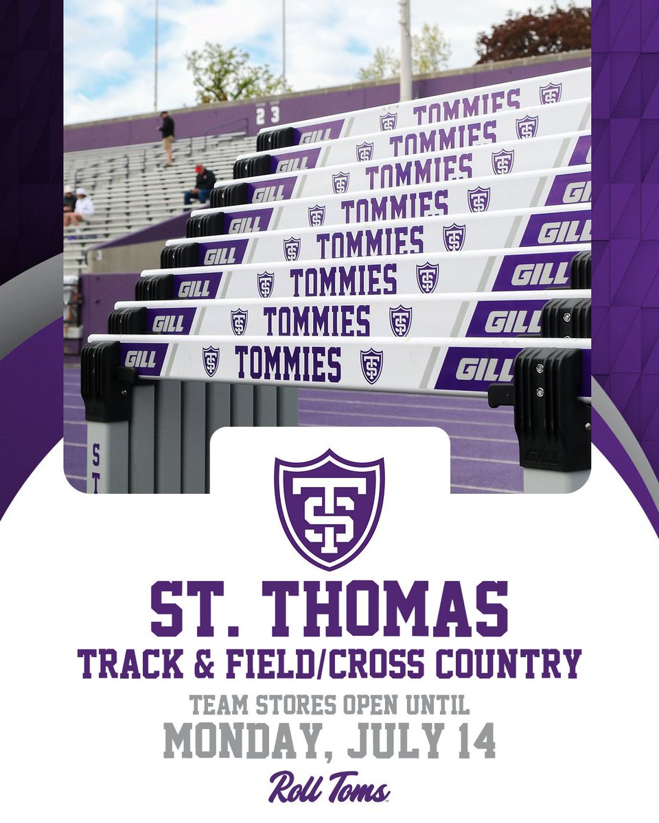 TommieXCTF's tweet image. The St. Thomas team stores are NOW OPEN!
Get your track & field and cross country gear before the stores close in one week
TF Store: bsnteamsports.com/shop/UST2025TF
CC Store: bsnteamsports.com/shop/UST2025CC
#RollToms