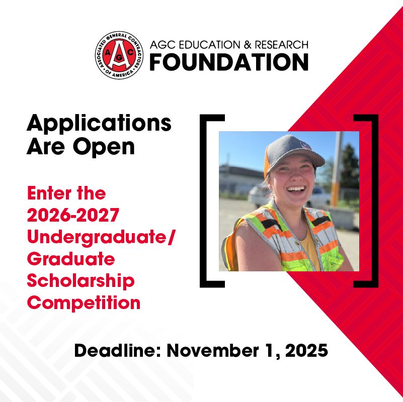 🚨 AGC Foundation Scholarships are OPEN!
🎓 Up to $2,500/year (UG) &amp; $3,750/year (Grad)
📅 Apply by Nov. 1, 2025
🔧 For CM &amp; Engineering Students 
💡 Build your future in construction!
👉 Apply now: smr.to/p103833
#AGCScholarships #ConstructionCareers #FutureBuilders