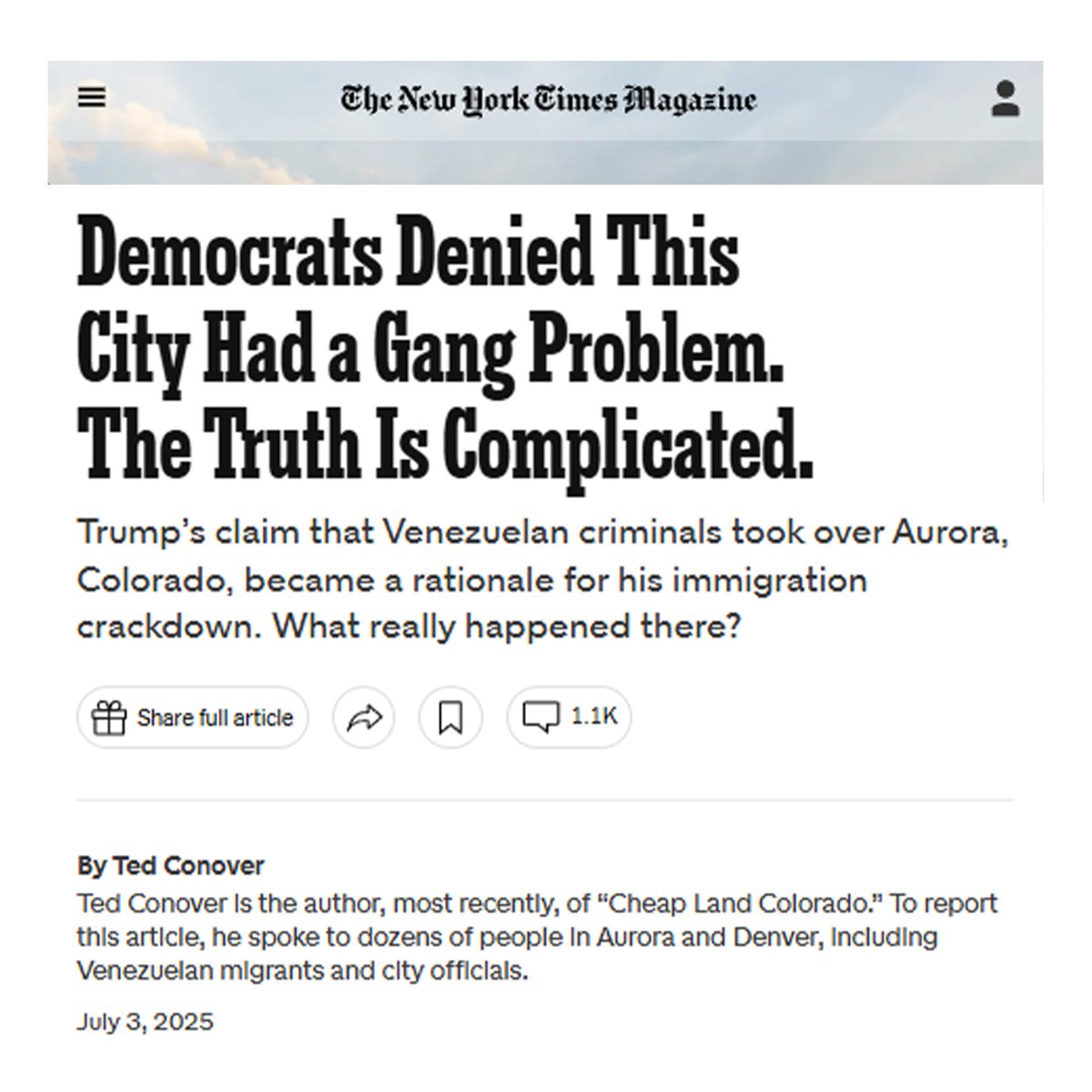NYT Then: Violent Venezuelan gangs in Aurora, CO, is a fake story. Trump is making false claims.

NYT Now: Aurora, Colorado might have a gang problem...

You don't hate the media enough.