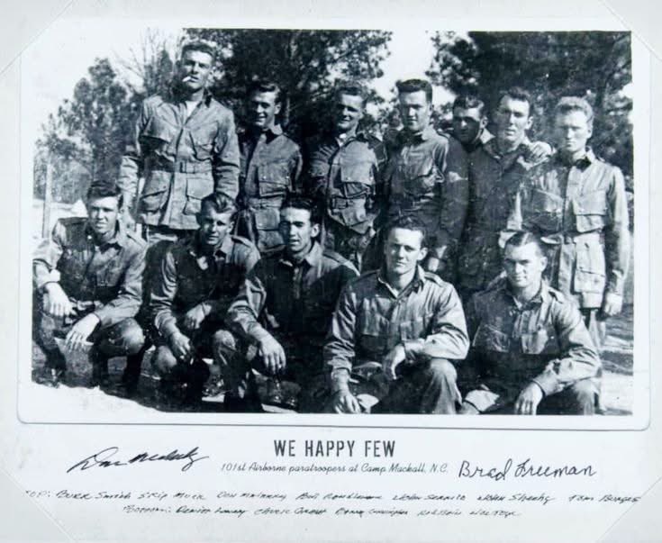 Members of 2nd Platoon, Easy Company, 506th PIR, 101st Airborne Division pose for a photo in 1944.