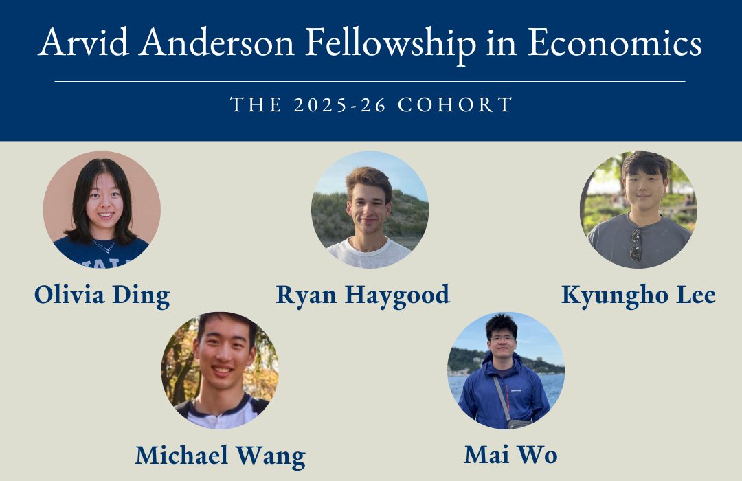 YaleCowles's tweet image. 🏆Congratulations to this year's Anderson fellows!
These PhD students were selected by Cowles faculty to receive the historic prize, which provides a respite from teaching responsibilities to focus on their research.
cowles.yale.edu/news/250707/in…