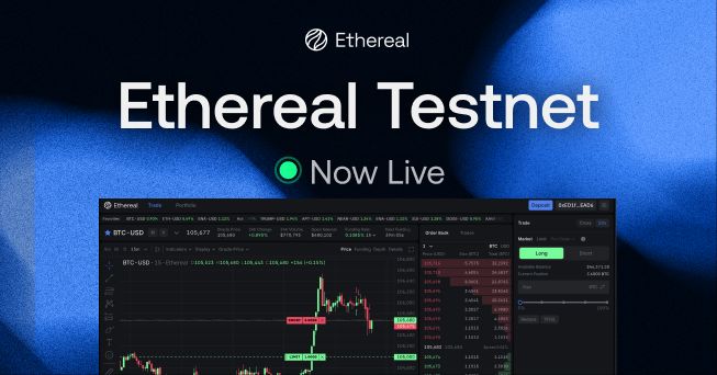 Ethereal public testnet live 🪂🪂

<a href="/etherealdex/">Ethereal</a> is a decentralized exchange offering institutional-grade performance with DeFi-enabled self-custody and security guarantees.

• Costs: 💯 FREE 
• Potential Gain: $$$$💰

Step-by-step list of activities👇🧵