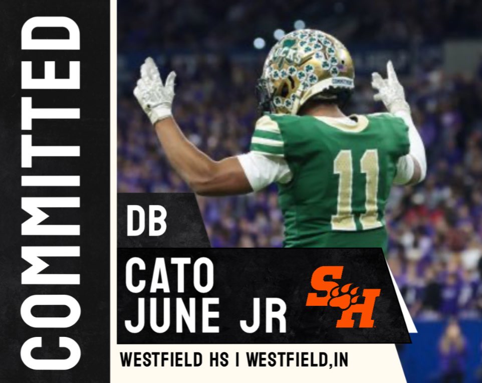 @bearkatsfb picks up it’s 1st commitment in the 2026 class in DB Cato June Jr from Westfield HS in Westfield, IN.

June also held offers from Miami, Marshall and Eastern Michigan among others. 

#EatEmUpKats