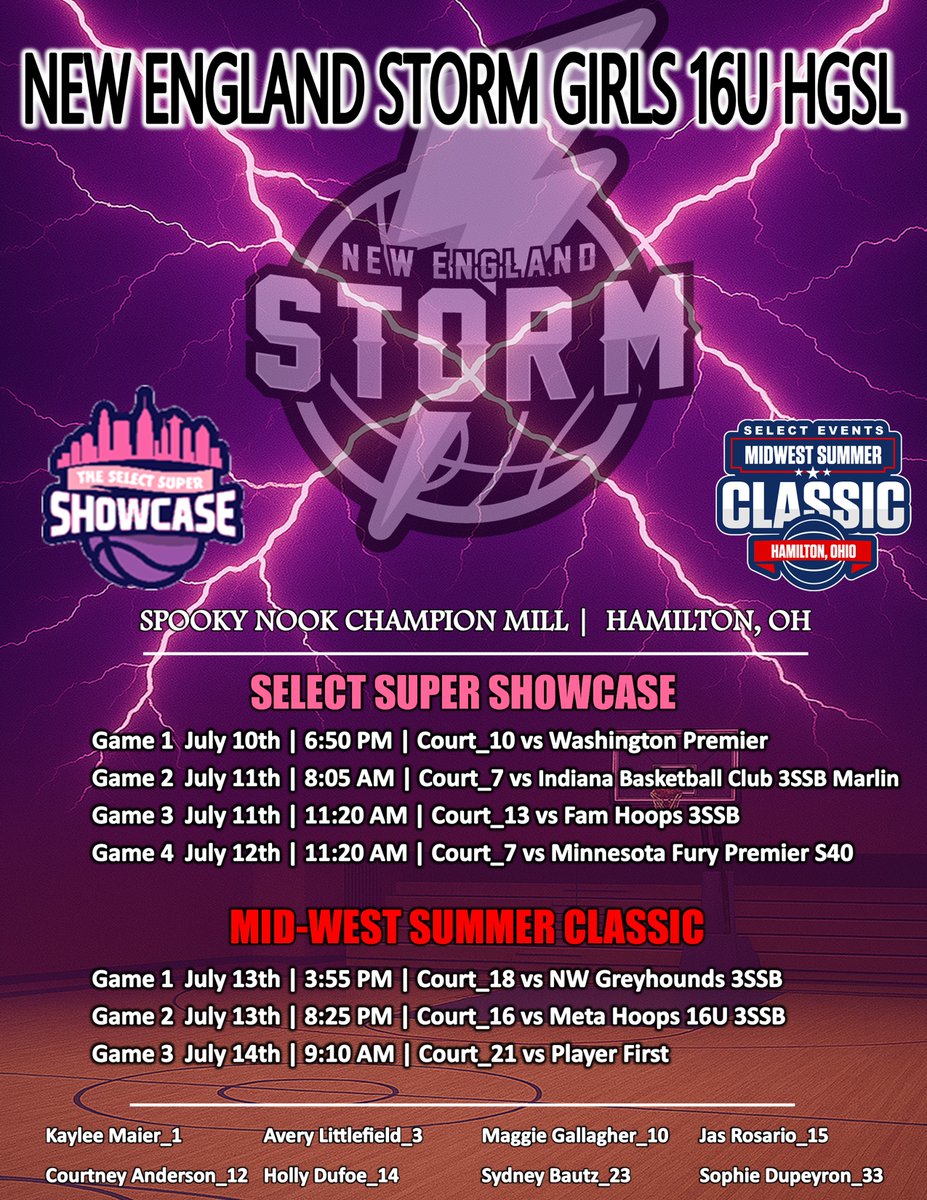 Excited to get on the road and compete this weekend!!  Go Storm!!