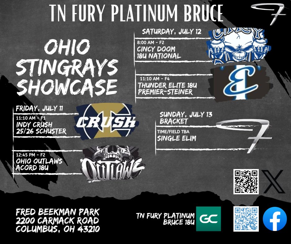 TN Fury Platinum Bruce (@furyplat_bruce) on Twitter photo Headed up north this weekend for the <a href="/OHStingraysShow/">Ohio Stingrays Showcase</a> Top 32 showcase!! Coming off two hot weekends, you don’t want to miss us this weekend🔥🔥 <a href="/FuryPlatinum/">FuryPlatinumSoftballClub</a> Headed up north this weekend for the <a href="/OHStingraysShow/">Ohio Stingrays Showcase</a> Top 32 showcase!! Coming off two hot weekends, you don’t want to miss us this weekend🔥🔥 <a href="/FuryPlatinum/">FuryPlatinumSoftballClub</a>