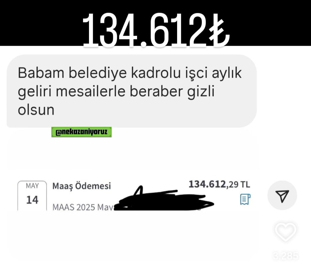 Mühendislik Meslek Kanunu 🇹🇷 (@kamuhendislikmk) on Twitter photo Maşallah 
Belediye işçisi 134612 ₺
Kamu Mühendisleri ortalama 60 bin ₺
#MühendislikMeslekKanunu şart Maşallah 
Belediye işçisi 134612 ₺
Kamu Mühendisleri ortalama 60 bin ₺
#MühendislikMeslekKanunu şart