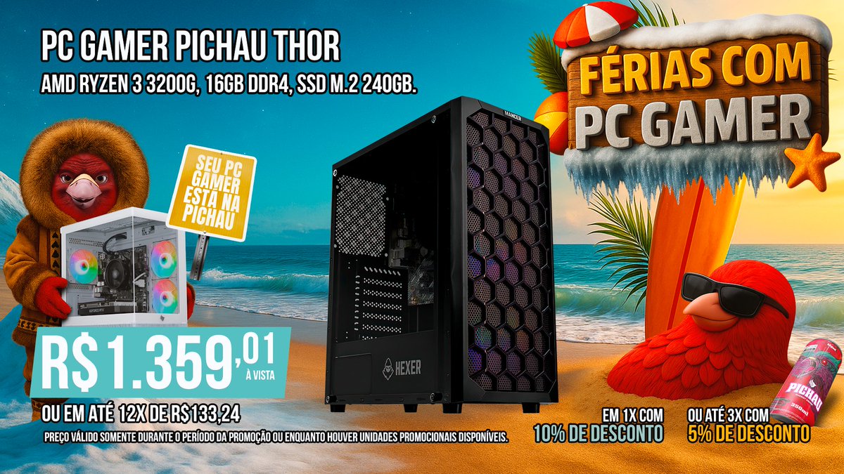 O PC Thor é perfeito pra quem quer entrar no mundo gamer sem gastar muito! 🎮

Equipado com Ryzen 3 3200G e 16GB de RAM, ele roda vários jogos com fluidez usando só o vídeo integrado. Um ótimo custo-benefício pra começar com tudo! 

Confira ▶ bit.ly/3IgDZfh