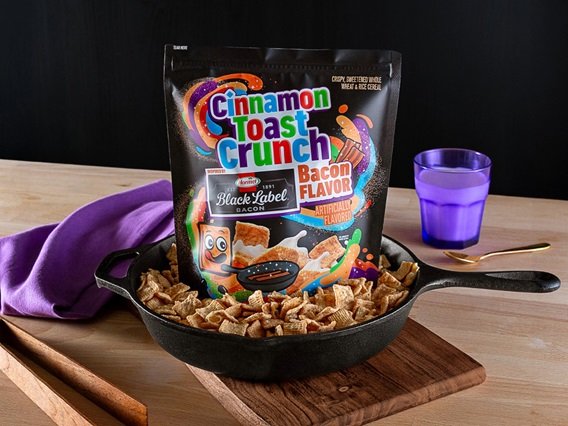cerealouslynet's tweet image. Well, it seems like after the headline-grabbing power of Totino's Pizza Cinnamon Toast Crunch, wacky small-batch CTC is going to be the new wave.
Hormel Bacon Toast Crunch launches tomorrow, exclusively on Walmart.com.