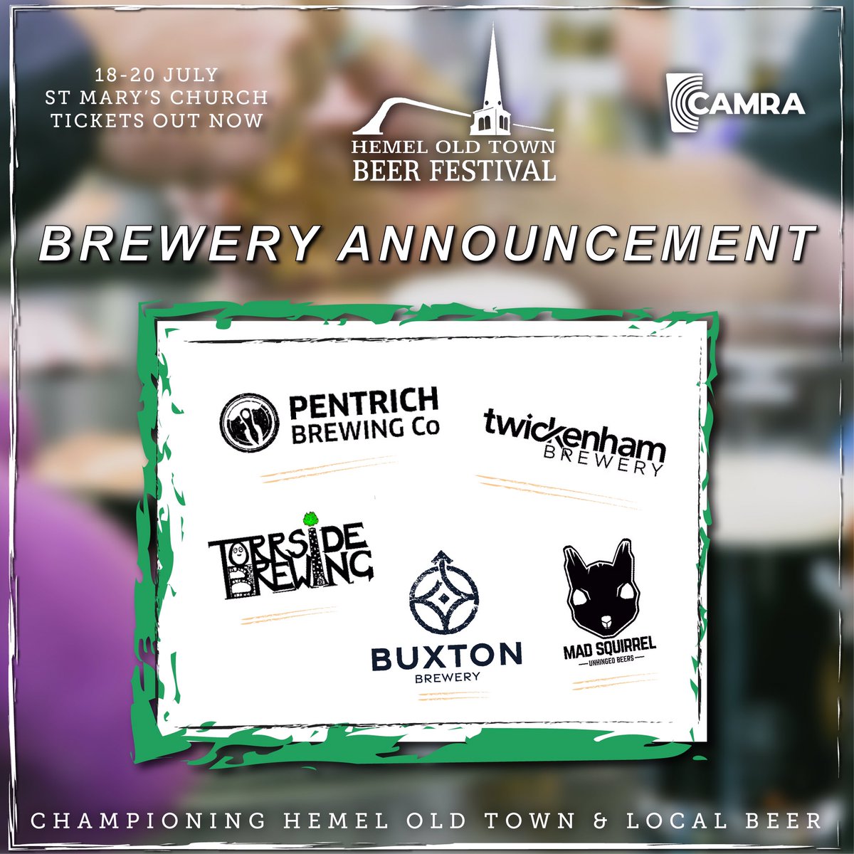Hemel Old Town Beer Festival (@hemelotbeerfest) on Twitter photo BREWERY ANNOUNCEMENT π¨π
Β
With 30+ beers pouring at Hemel Old Town Beer Festival, weβre announcing more of our great brewers.
Β
β’ Mad Squirrel πΏ
β’ Torrside πΊ
β’ Buxton π
β’ Pentrich πͺ
β’ Twickenham π
Β
More announcements soon. π
Β
TICKETS ππ
hemeloldtownbeerfestival.co.uk BREWERY ANNOUNCEMENT π¨π
Β
With 30+ beers pouring at Hemel Old Town Beer Festival, weβre announcing more of our great brewers.
Β
β’ Mad Squirrel πΏ
β’ Torrside πΊ
β’ Buxton π
β’ Pentrich πͺ
β’ Twickenham π
Β
More announcements soon. π
Β
TICKETS ππ
hemeloldtownbeerfestival.co.uk