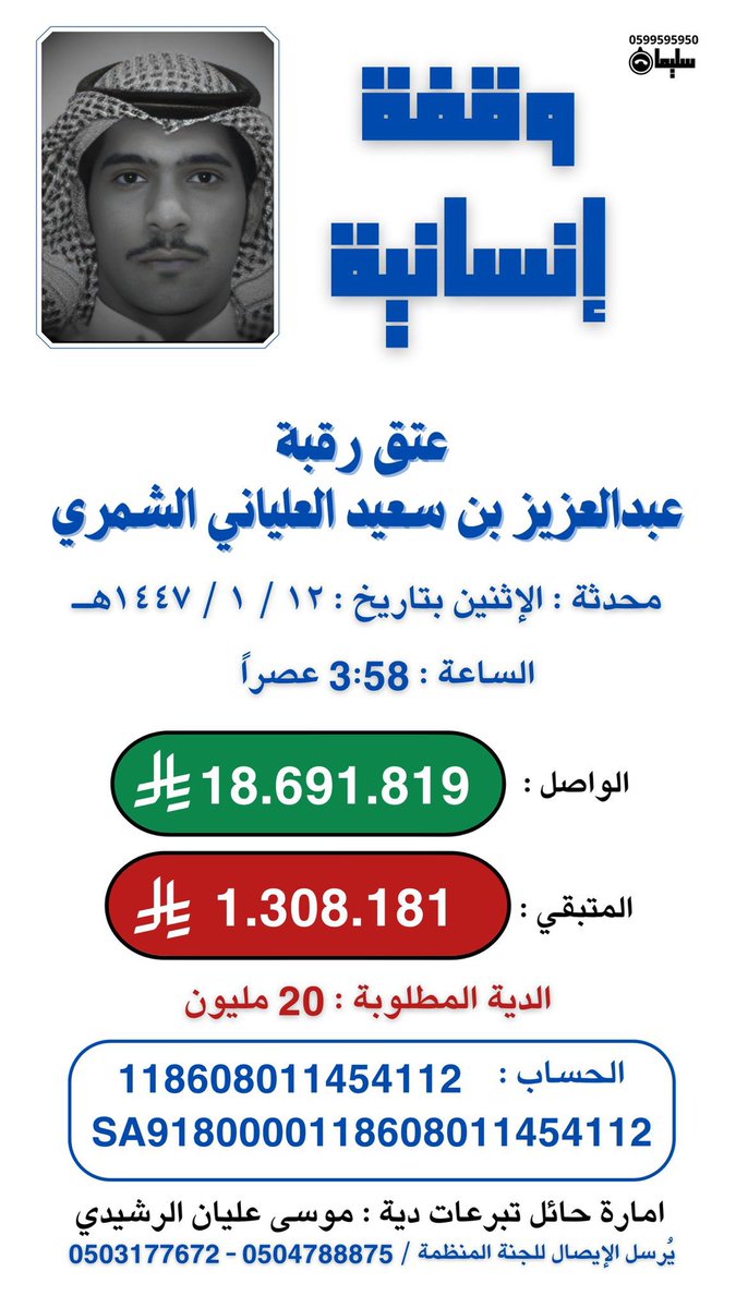 عتق رقبة عبدالعزيز خلف ابن سعيّد الشمري tweet media