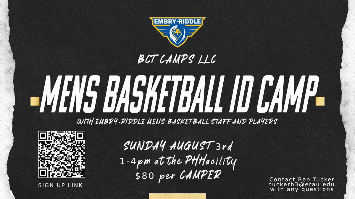 Ben Tucker (@coachtuckerau) on Twitter photo Excited to announce our Phoenix Elite Camp Aug 3rd at the <a href="/ThePHHacility/">The PHHacility</a>
Space is limited to the first 60 athletes. Get quality reps vs great competition. ERAU staff and players in attendance to coach and scout all prospects. Link to sign up below. playnsports.com/event/erau-men… Excited to announce our Phoenix Elite Camp Aug 3rd at the <a href="/ThePHHacility/">The PHHacility</a>
Space is limited to the first 60 athletes. Get quality reps vs great competition. ERAU staff and players in attendance to coach and scout all prospects. Link to sign up below. playnsports.com/event/erau-men…