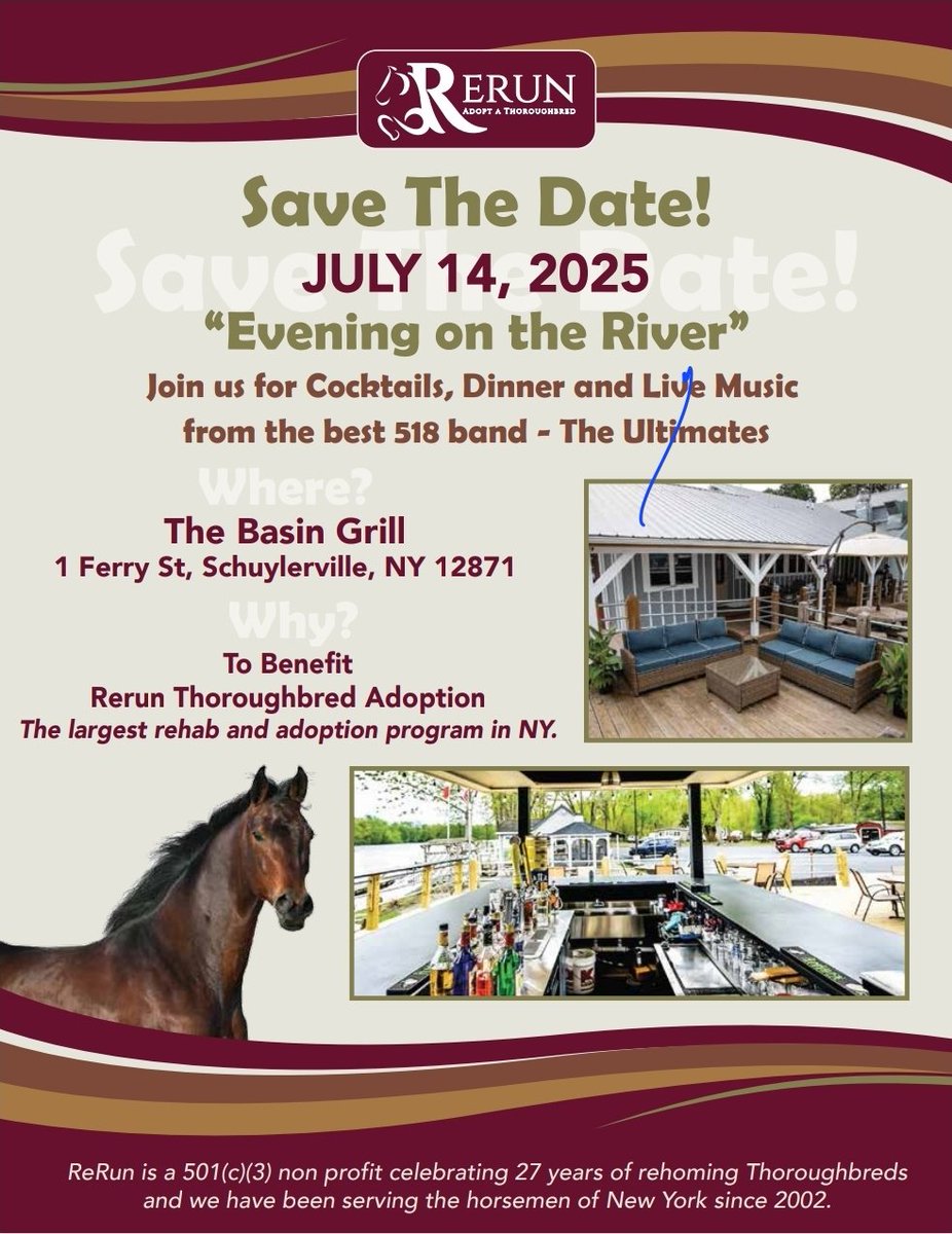 Lisa Molloy (@lisaky72) on Twitter photo We are trying to pack the place to help horses in our program and honor <a href="/jockeykdavis/">Katie Davis McCarthy</a>
Just a few tickets and sponsorship opportunities available!
Help us continue to rehome over 120 horses per year! We are trying to pack the place to help horses in our program and honor <a href="/jockeykdavis/">Katie Davis McCarthy</a>
Just a few tickets and sponsorship opportunities available!
Help us continue to rehome over 120 horses per year!