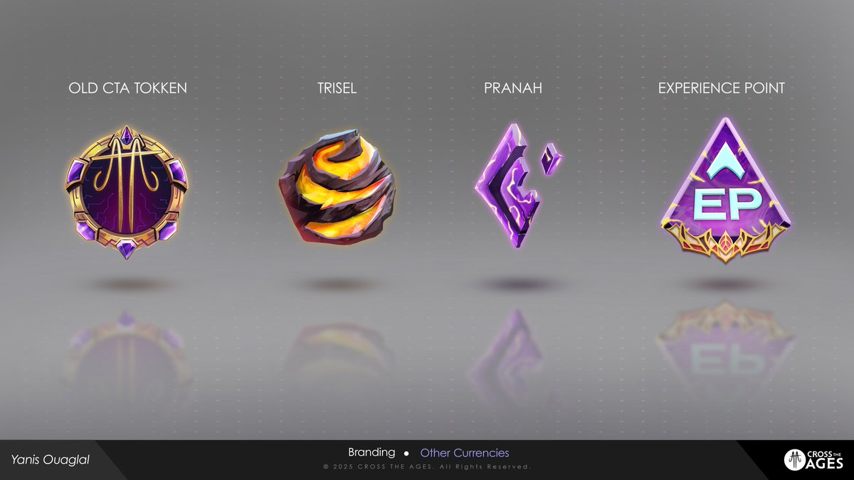 YOuaglal's tweet image. Voici la suite des assets liés aux currencies dans @CrossTheAges , avec un focus tout particulier sur le CTA Tokken, l’emblème principal de l’univers économique du jeu.

#CrossTheAges #CTA #CurrencyDesign #DigitalToken #FantasyUI