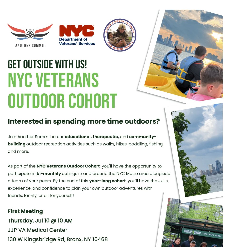 PathfinderLabs's tweet image. On 7/10 Guardian Revival will host NYC Veterans Outdoor Cohort at 10am.
#NYVets #NYVeterans #BronxVeterans
bobwoodrufffoundation.org/nyc-event/dwye…