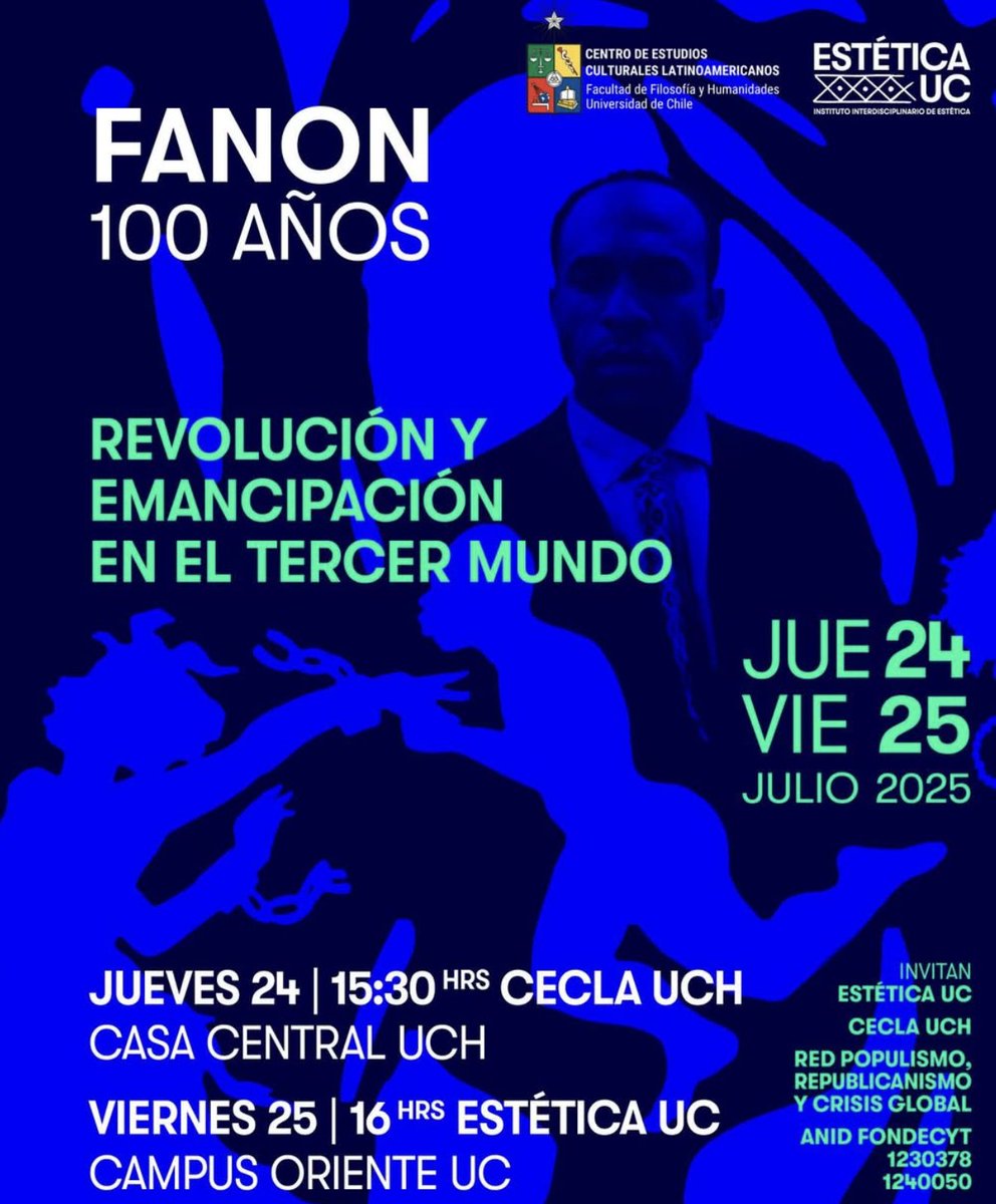 Redpopulismo's tweet image. Desde la Red de Populismo, Republicanismo y Crisis Global organizamos este importante Coloquio dedicado a pensar la actualidad de un filósofo universalista, humanista y revolucionario como Fanon. ¡¡¡Los esperamos!!!