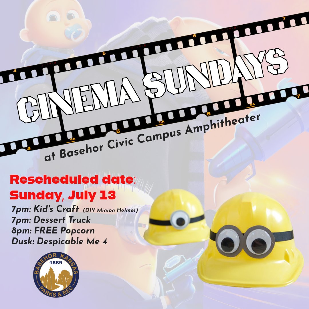 We're crossing all our fingers AND toes that the third time is a charm, because another cancellation would just be Despicable! 
We hope you can join us this Sunday, July 13, for Cinema Sundays - Despicable Me 4.
Free "Minions" crafts to the first 100 children!