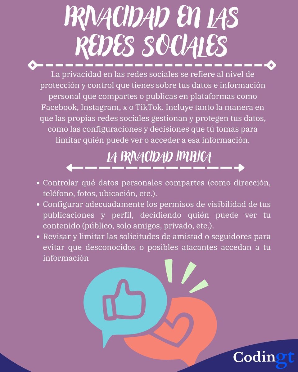 codingtx_'s tweet image. La Privacidad en las Redes Sociales
#seguridadinformatica #sistemas #codingt #it #ciberseguridad #redes