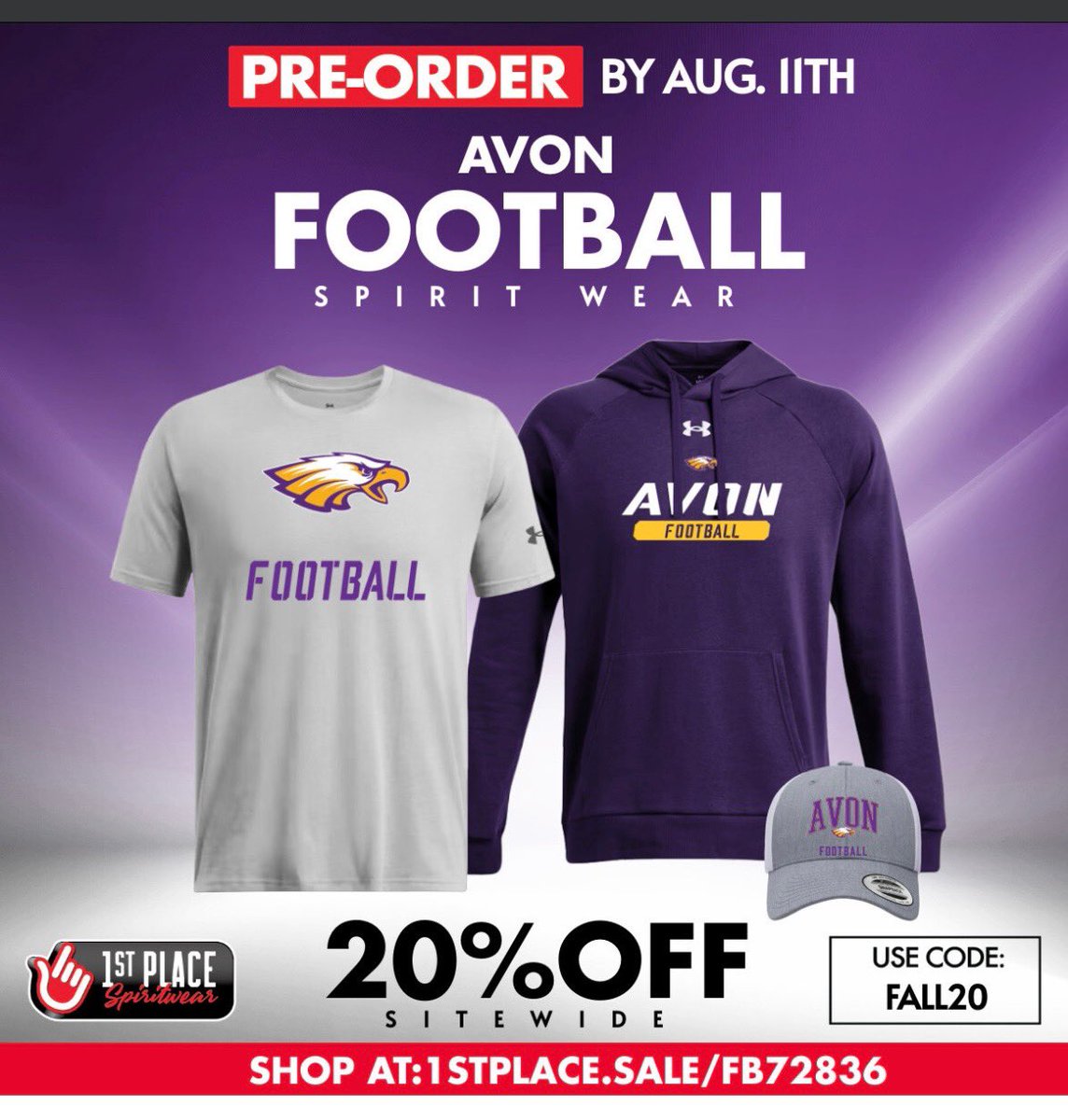 The Avon High School Boosters Pre Order Sale is underway! Get your merch in days! Save 20% sitewide with code: FALL20!  <a href="/avoneagles/">avoneagles</a> <a href="/AvonEagleShop/">Avon Athletic Boosters</a>

Shop at:

click.email.1stplacespiritwear.com/?qs=905fb33af2…