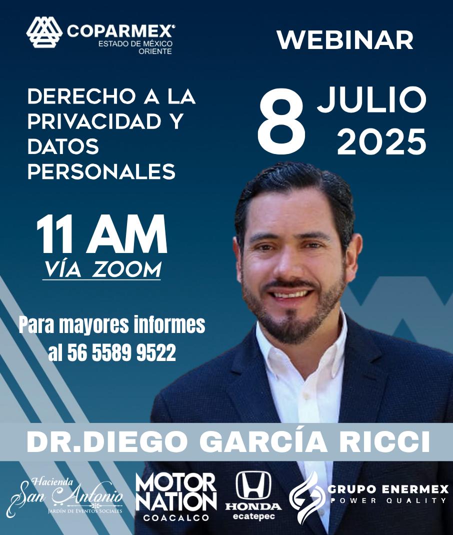 Diego García Ricci (@dgricci) on Twitter photo Ahora que están cambiando los procedimientos para salvaguardar al derecho de protección de datos personales, es importante hablar de ellos. Muchas gracias a <a href="/CoparmexOriente/">Coparmex Estado de México Oriente</a> por la invitación.
¡Nos vemos mañana! Ahora que están cambiando los procedimientos para salvaguardar al derecho de protección de datos personales, es importante hablar de ellos. Muchas gracias a <a href="/CoparmexOriente/">Coparmex Estado de México Oriente</a> por la invitación.
¡Nos vemos mañana!