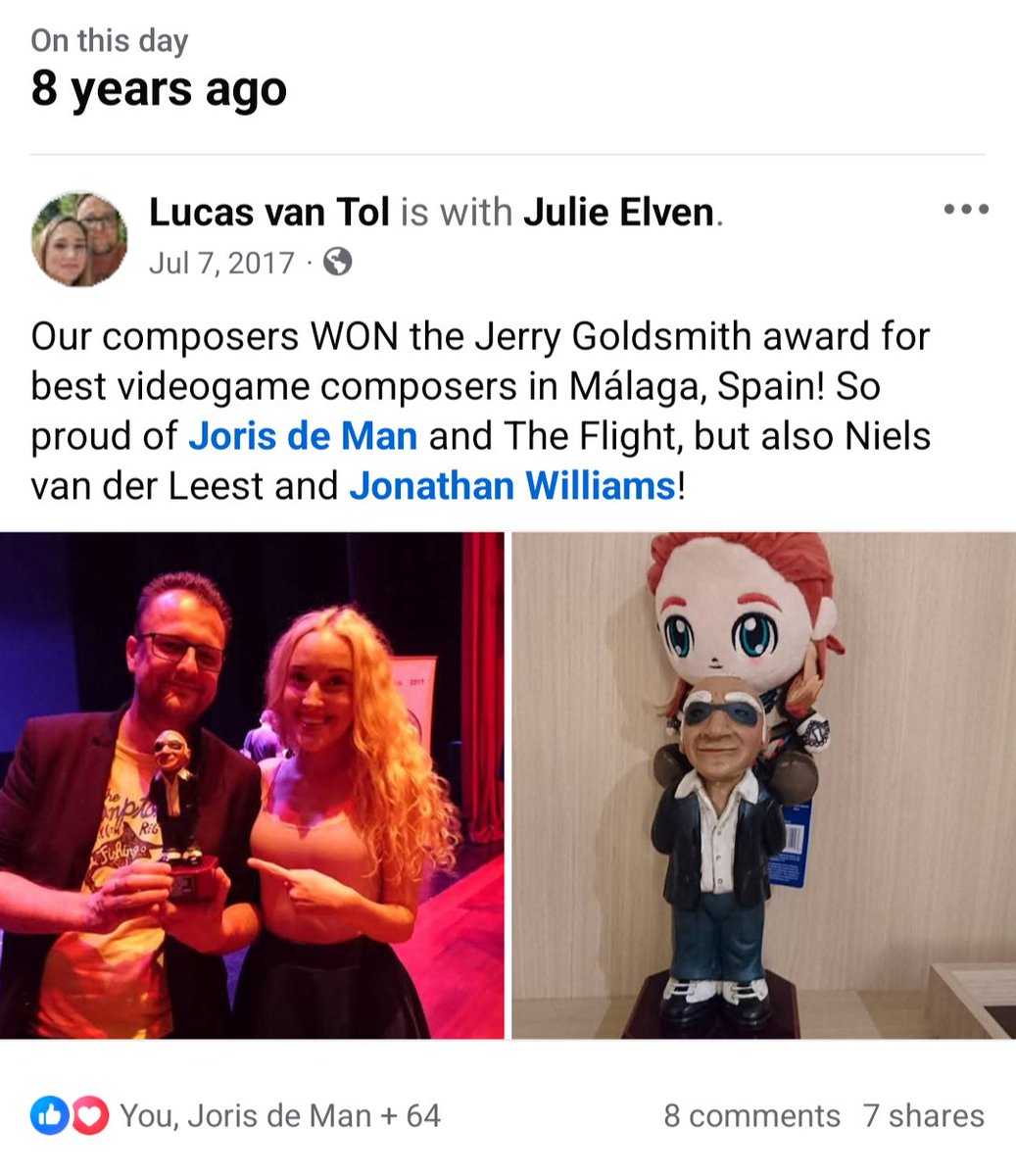 Julie Elven 🎶 (@julieelvenmusic) on Twitter photo When socials remind you of the most lovely moments 😭
8 years ago today, meeting <a href="/neal_acree/">Neal Acree</a> for the first time in person before performing and premiering the #Anduin Theme #WorldofWarcraft together, and the #HorizonZeroDawn composer team winning a #JerryGoldsmith award 🥹❤️ When socials remind you of the most lovely moments 😭
8 years ago today, meeting <a href="/neal_acree/">Neal Acree</a> for the first time in person before performing and premiering the #Anduin Theme #WorldofWarcraft together, and the #HorizonZeroDawn composer team winning a #JerryGoldsmith award 🥹❤️