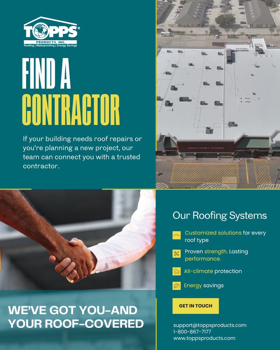 In need of a roof restoration or embarking on a new roofing project? Our team can connect you with trusted local contractors who deliver quality results.

Reach out to us today!

📧 support@toppsproducts.com | 📞 1-800-867-7177