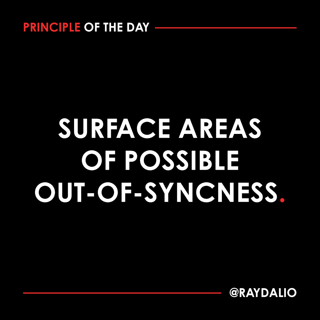 RayDalio's tweet photo. If you and others don't raise your perspectives, there's no way you will resolve your disputes. You can surface the areas of disagreement informally or put them on a list to go over. I personally like to do both, though I encourage people to list their disagreements in order of priority so I/we can more easily direct them to the right party at the right time.

The nubbiest questions (the ones that there is the greatest disagreement about) are the most important ones to thrash out, as they often concern differences in people's values or their approaches to important decisions. It's especially important to bring these issues to the surface and examine their premises thoroughly and unemotionally. If you don't, they will fester and cause rot.

#principleoftheday