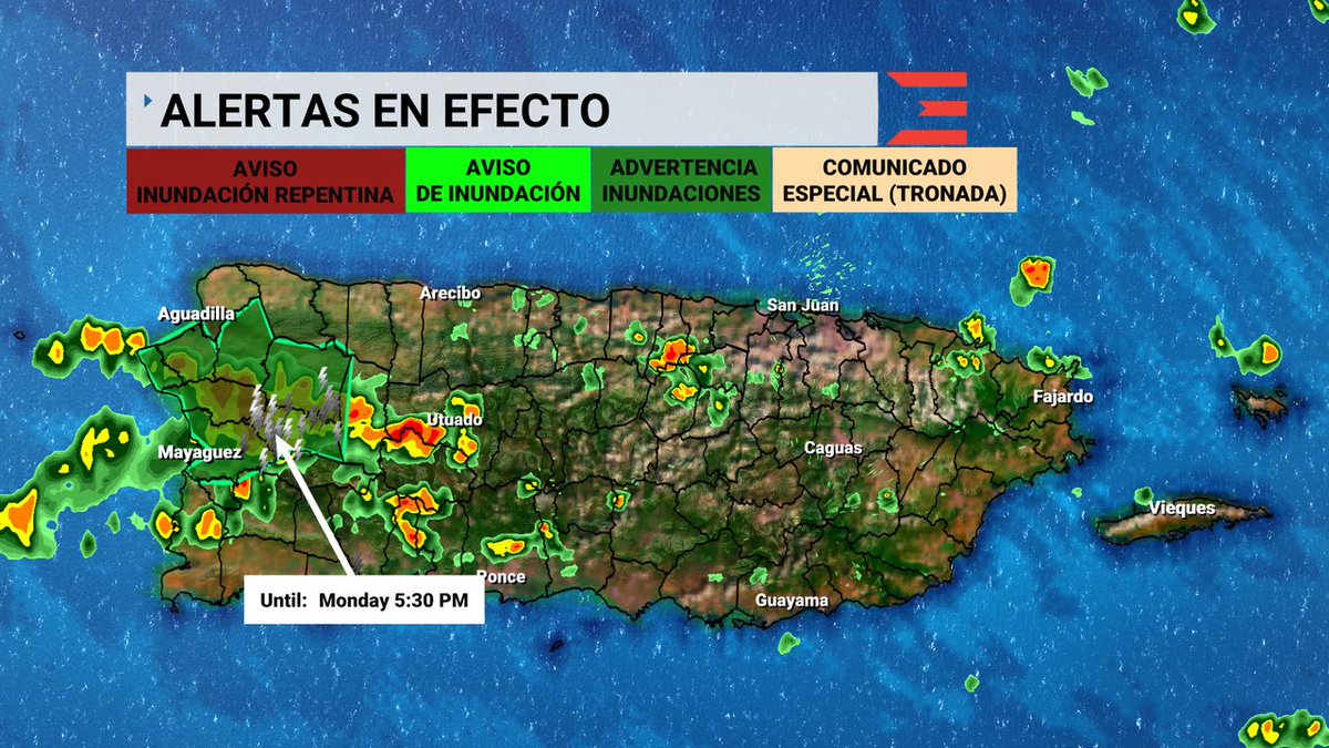 Una 𝐀𝐝𝐯𝐞𝐫𝐭𝐞𝐧𝐜𝐢𝐚 𝐝𝐞 𝐈𝐧𝐮𝐧𝐝𝐚𝐜𝐢𝐨𝐧𝐞𝐬 está en efecto para: San Sebastian, Anasco, Moca, Aguada, Rincon, Las Marias, Mayaguez hasta las 7/07 5:30PM