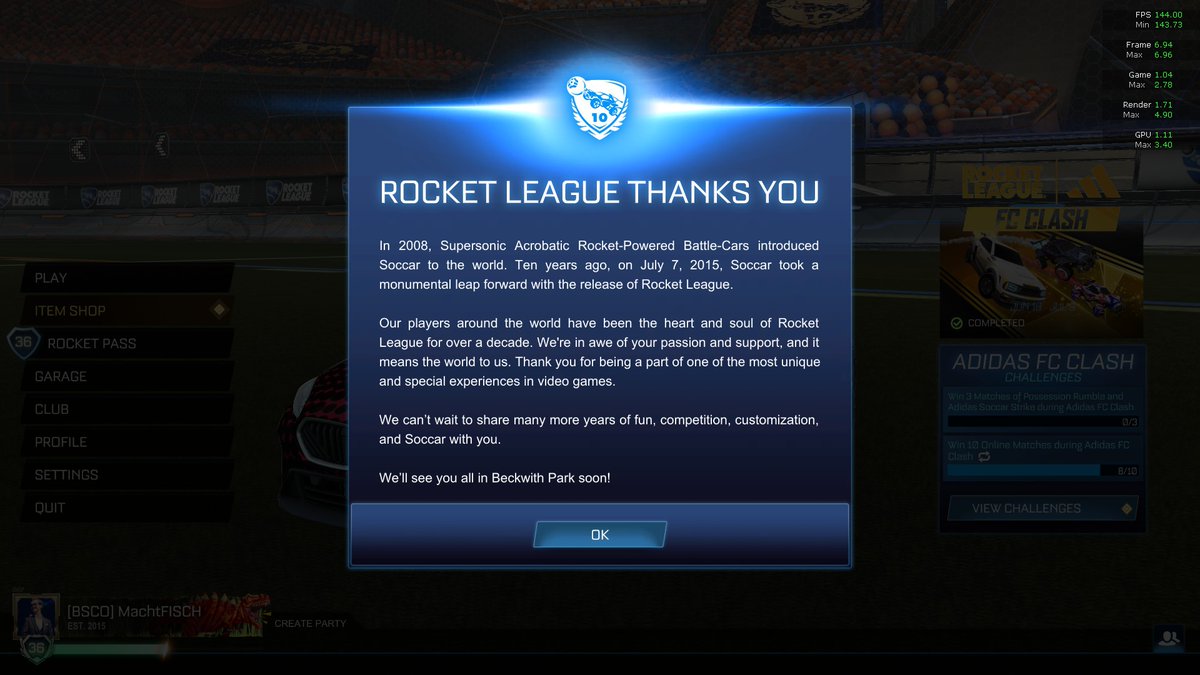 Georg 'MachtFISCH' L. (@machtfisch) on Twitter photo No, <a href="/RocketLeague/">Rocket League</a>, thank YOU.
I've been playing since 2015, and can honestly say, that this game has impacted my life in ways that 10 years ago I couldn't even fathom. Professionally, and personally.
Through thousands of hours, it is the people in the community surrounding this No, <a href="/RocketLeague/">Rocket League</a>, thank YOU.
I've been playing since 2015, and can honestly say, that this game has impacted my life in ways that 10 years ago I couldn't even fathom. Professionally, and personally.
Through thousands of hours, it is the people in the community surrounding this