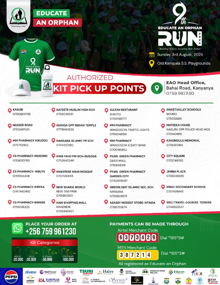 The Educate an orphan run 9th edition is here&amp; the kits have been brought closer to you 
See you 3rd August 😉