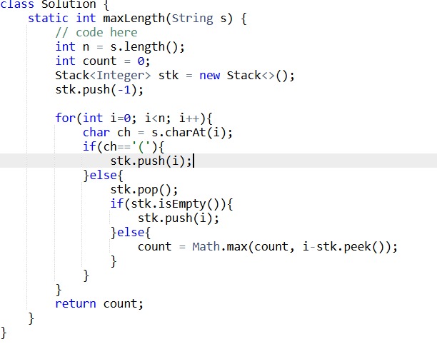 _aditya149_'s tweet photo. Reached #day100 🎉🎉 
Of #gfg160 days of problem solving ✨

Today's problem : Longest valid Parenthesis 
Approach: Stack - based

Time complexity: O(n)
Space complexity: O(n)

@geeksforgeeks
#geekstreak2025 #gfg #coding #problemsolving #java #potd #dsa #CodingChallenge https://t.co/bCMMpfOcxZ