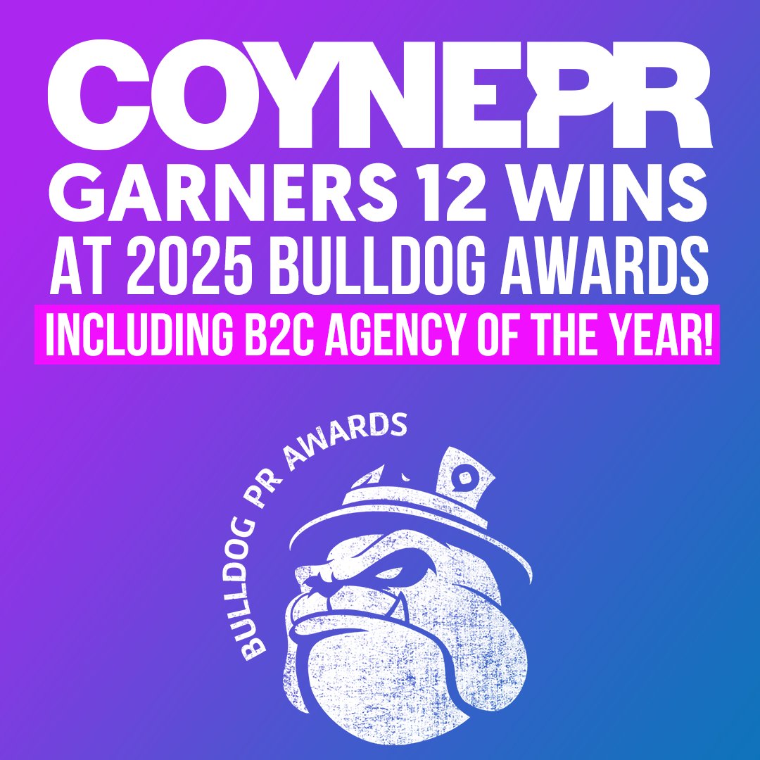 We’re honored to take home 12 Bulldog PR Awards, including Silver for B2C Agency of the Year! Cheers to our teams, our clients, and the power of strategic storytelling.

👉 bit.ly/3TnmJr0 

#CoynePR #BulldogAwards #PRExcellence #AgencyWins