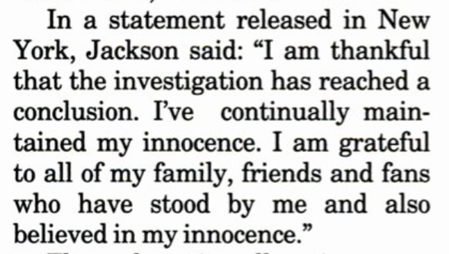 It's not enough to say he was a great artist, unparalleled even. It's not enough to say it upsets you that he was accused if you don't say you have faith in his innocence. Don't try to love the art without loving the Artist - Do enough. #MJInnocent then, now and always.