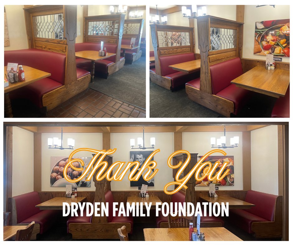 A BIG Thank You to Dryden Family Foundation for donating 17,000 towards our dining room renovation project, we appreciate your support so much! We’ve had all of our booth(s) reupholstered, and table(s) refinished. It looks amazing — Come see! 😍❤️🙏
lifeskitchen.org/cafe