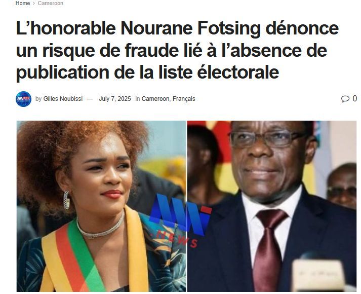 PCRN MP Nourane Fotsing has raised alarm over the lack of a published electoral list just days before the expected presidential election announcement. This marks a surprising shift, as her party had previously downplayed such concerns raised by the MRC. Her statement highlights